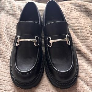 Black Loafers with Silver Accent